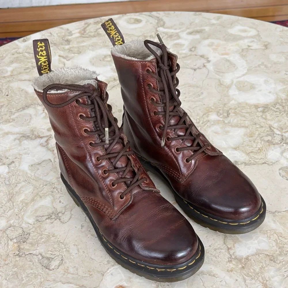 Dr. Martens 1460 Serena Faux Fur Lined Ankle Boots - Picture 2 of 12